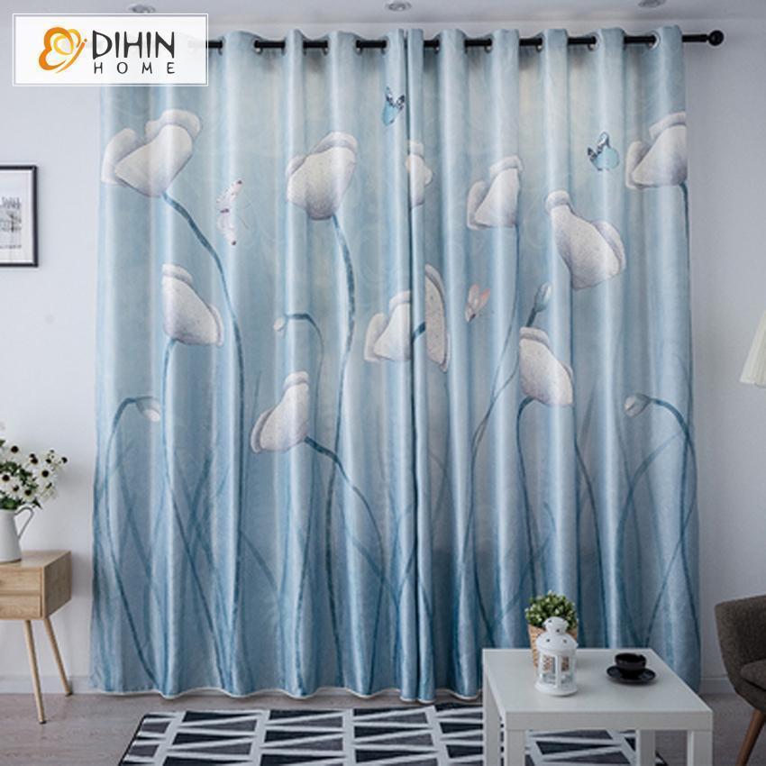 DIHINHOME Home Textile Modern Curtain DIHIN HOME 3D Printed Huge Plant Blackout Curtains,Window Curtains Grommet Curtain For Living Room ,39x102-inch,2 Panels Include