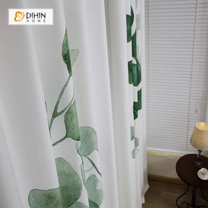 DIHINHOME Home Textile Modern Curtain DIHIN HOME 3D Printed Ink Leaves Blackout Curtains ,Window Curtains Grommet Curtain For Living Room ,39x102-inch,2 Panels Included