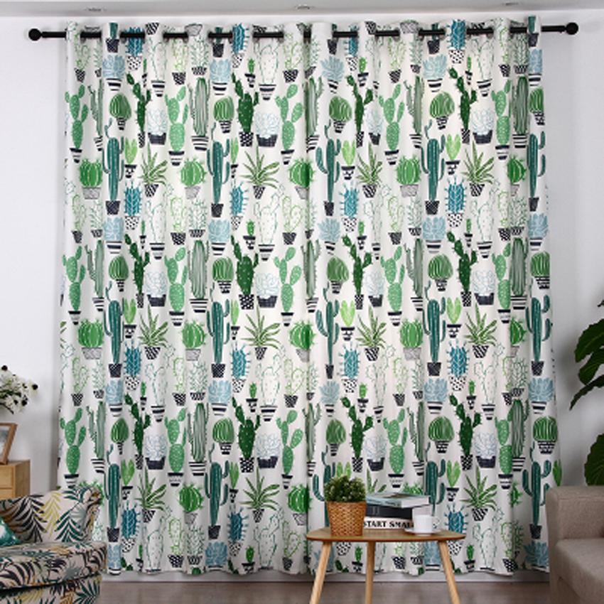 DIHINHOME Home Textile Modern Curtain DIHIN HOME 3D Printed Intensive Cactus Blackout Curtains,Window Curtains Grommet Curtain For Living Room ,39x102-inch,2 Panels Include