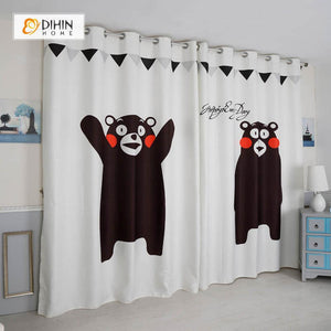 DIHINHOME Home Textile Modern Curtain DIHIN HOME 3D Printed Kumamon Blackout Curtains ,Window Curtains Grommet Curtain For Living Room ,39x102-inch,2 Panels Included