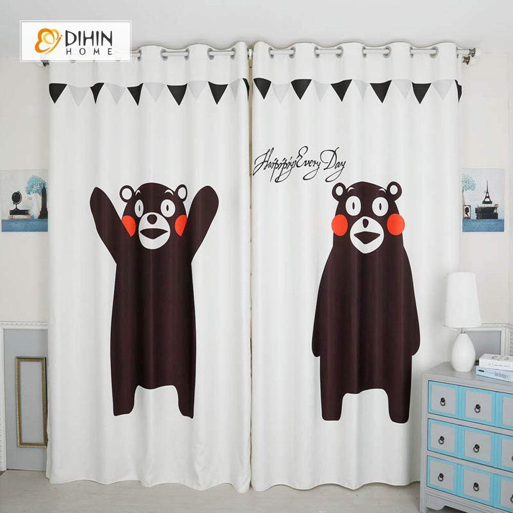 DIHINHOME Home Textile Modern Curtain DIHIN HOME 3D Printed Kumamon Blackout Curtains ,Window Curtains Grommet Curtain For Living Room ,39x102-inch,2 Panels Included