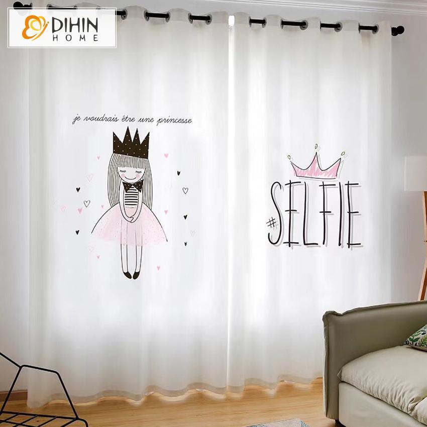 DIHINHOME Home Textile Modern Curtain DIHIN HOME 3D Printed Little Princess Blackout Curtains,Window Curtains Grommet Curtain For Living Room ,39x102-inch,2 Panels Included