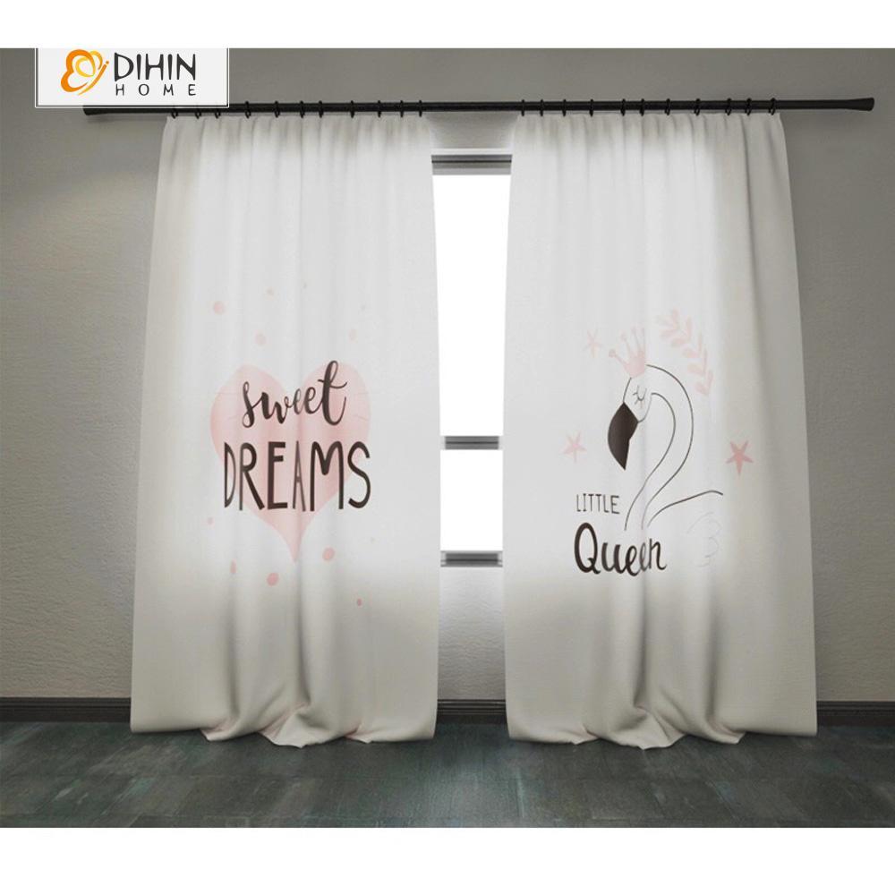 DIHINHOME Home Textile Modern Curtain DIHIN HOME 3D Printed Little Queen Blackout Curtains ,Window Curtains Grommet Curtain For Living Room ,39x102-inch,2 Panels Included