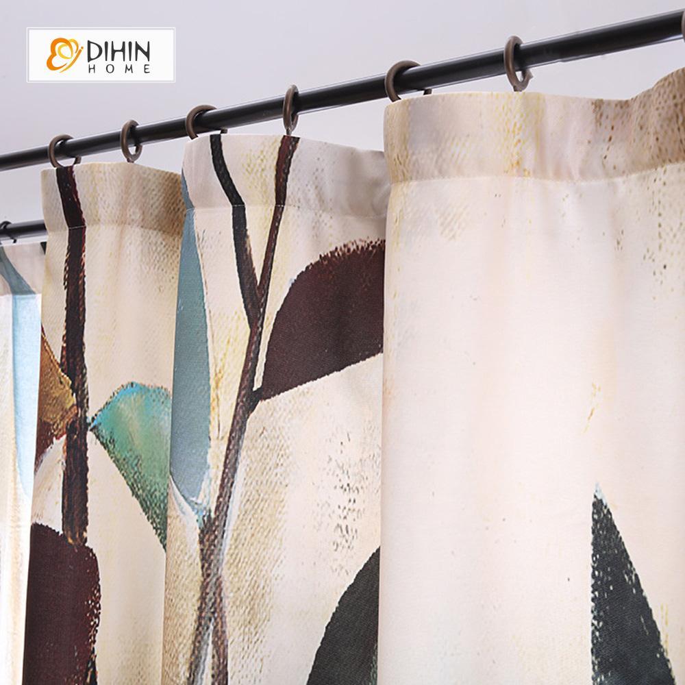 DIHINHOME Home Textile Modern Curtain DIHIN HOME 3D Printed Long Leaves Blackout Curtains ,Window Curtains Grommet Curtain For Living Room ,39x102-inch,2 Panels Included