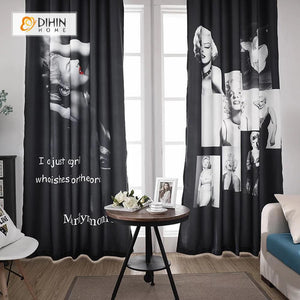 DIHINHOME Home Textile Modern Curtain DIHIN HOME 3D Printed Marilyn Monroe Blackout Curtains ,Window Curtains Grommet Curtain For Living Room ,39x102-inch,2 Panels Included