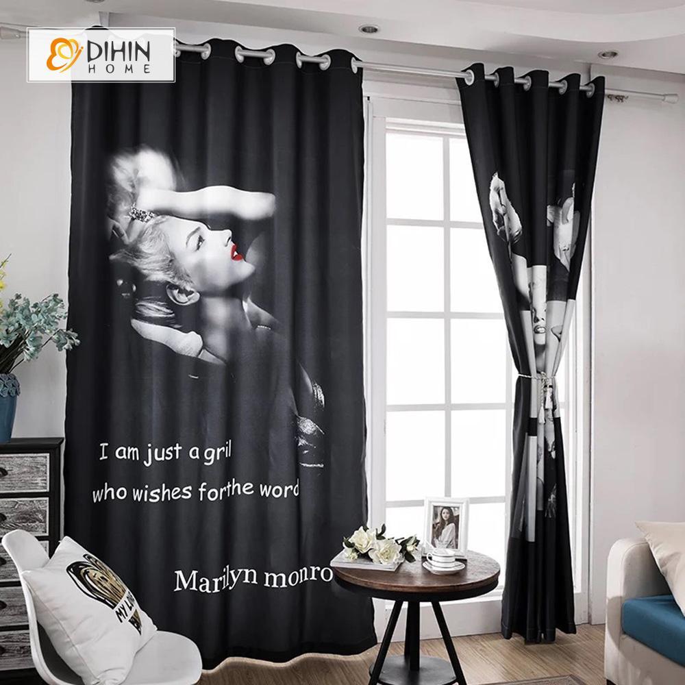 DIHINHOME Home Textile Modern Curtain DIHIN HOME 3D Printed Marilyn Monroe Blackout Curtains ,Window Curtains Grommet Curtain For Living Room ,39x102-inch,2 Panels Included