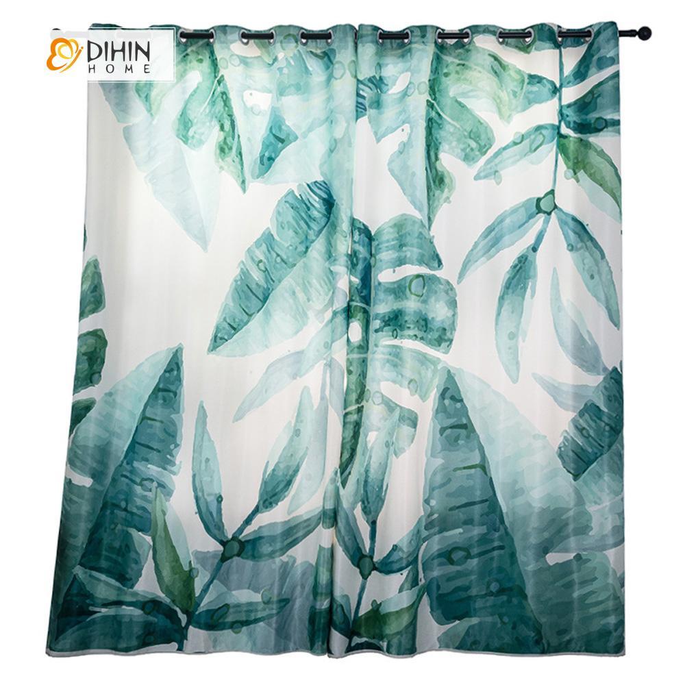 DIHINHOME Home Textile Modern Curtain DIHIN HOME 3D Printed Messy Leaves Blackout Curtains ,Window Curtains Grommet Curtain For Living Room ,39x102-inch,2 Panels Included