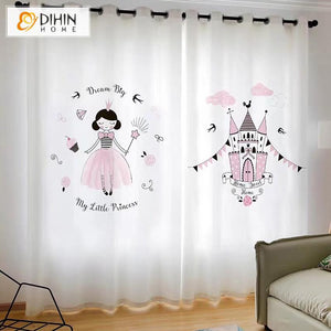 DIHINHOME Home Textile Modern Curtain DIHIN HOME 3D Printed My Little Princess Blackout Curtains,Window Curtains Grommet Curtain For Living Room ,39x102-inch,2 Panels Included