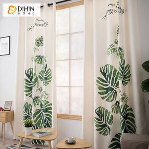 DIHINHOME Home Textile Modern Curtain DIHIN HOME 3D Printed Natural Banana Leaves Blackout Curtains,Window Curtains Grommet Curtain For Living Room ,39x102-inch,2 Panels Included