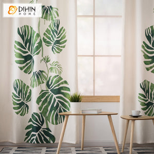 DIHINHOME Home Textile Modern Curtain DIHIN HOME 3D Printed Natural Banana Leaves Blackout Curtains,Window Curtains Grommet Curtain For Living Room ,39x102-inch,2 Panels Included