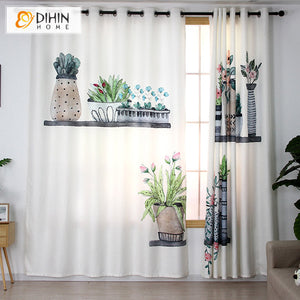 DIHIN HOME 3D Printed Natural Bonsai Blackout Curtains,Window Curtains Grommet Curtain For Living Room ,39x102-inch,2 Panels Included