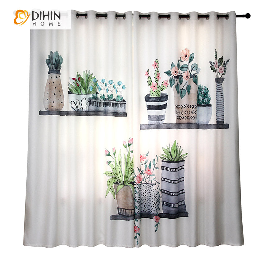 DIHINHOME Home Textile Modern Curtain DIHIN HOME 3D Printed Natural Bonsai Blackout Curtains,Window Curtains Grommet Curtain For Living Room ,39x102-inch,2 Panels Included