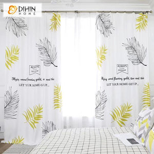 DIHINHOME Home Textile Modern Curtain DIHIN HOME 3D Printed Natural Leaves Blackout Curtains,Window Curtains Grommet Curtain For Living Room ,39x102-inch,2 Panels Included