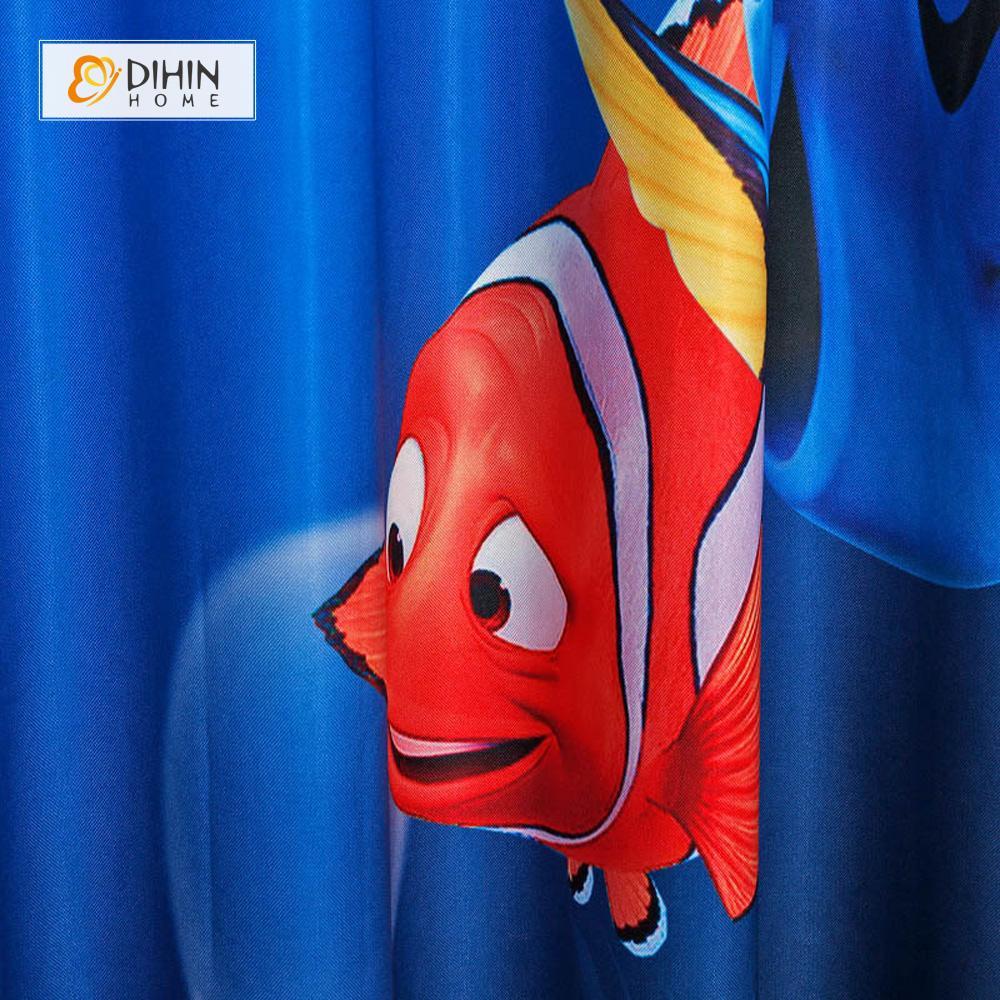 DIHINHOME Home Textile Modern Curtain DIHIN HOME 3D Printed Nemo Blackout Curtains ,Window Curtains Grommet Curtain For Living Room ,39x102-inch,2 Panels Included