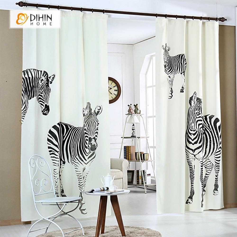DIHINHOME Home Textile Modern Curtain DIHIN HOME 3D Printed Normal Zebra Blackout Curtains ,Window Curtains Grommet Curtain For Living Room ,39x102-inch,2 Panels Included