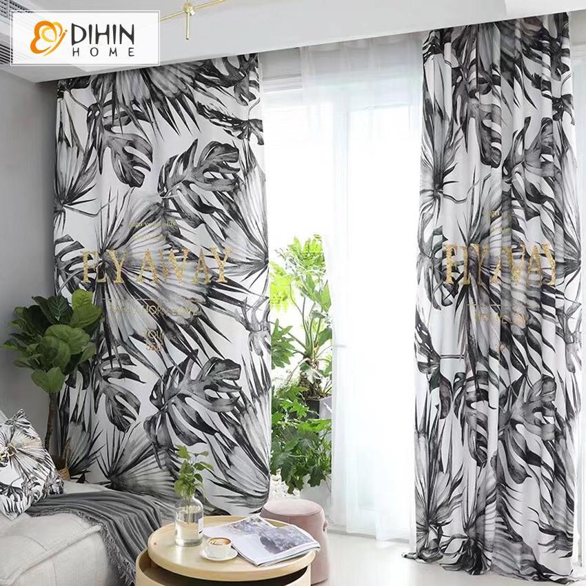 DIHINHOME Home Textile Modern Curtain DIHIN HOME 3D Printed Oil Banana Tree Blackout Curtains,Window Curtains Grommet Curtain For Living Room ,39x102-inch,2 Panels Included