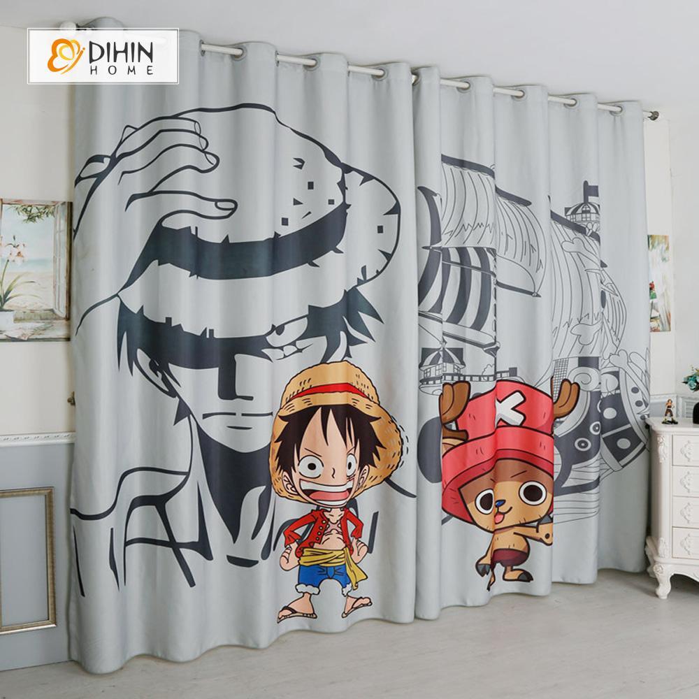 DIHINHOME Home Textile Modern Curtain DIHIN HOME 3D Printed One Piece Luffy Blackout Curtains ,Window Curtains Grommet Curtain For Living Room ,39x102-inch,2 Panels Included