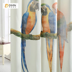 DIHINHOME Home Textile Modern Curtain DIHIN HOME 3D Printed Parrots on Branches Blackout Curtains ,Window Curtains Grommet Curtain For Living Room ,39x102-inch,2 Panels Included