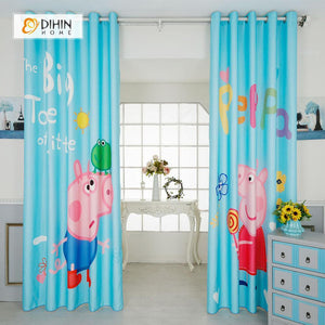DIHINHOME Home Textile Modern Curtain DIHIN HOME 3D Printed Peppa Pig Blackout Curtains ,Window Curtains Grommet Curtain For Living Room ,39x102-inch,2 Panels Included