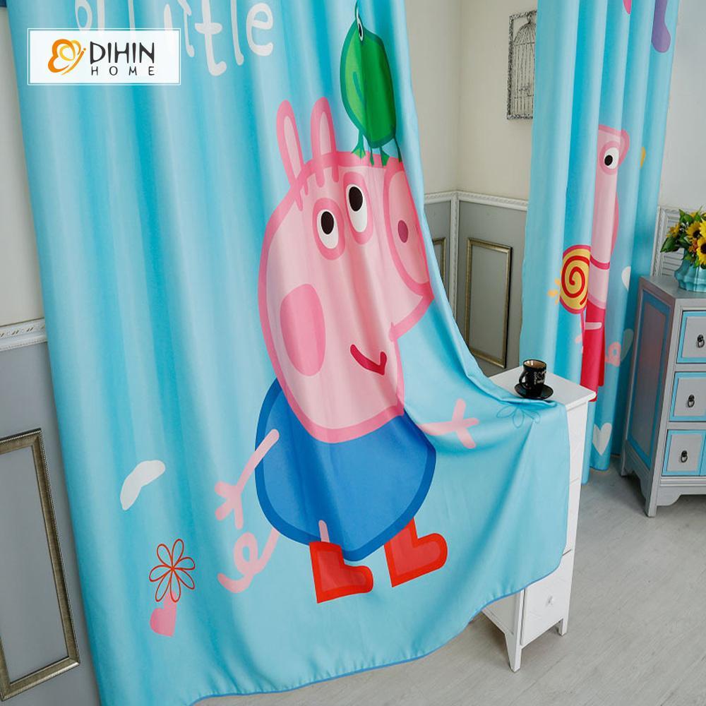 DIHINHOME Home Textile Modern Curtain DIHIN HOME 3D Printed Peppa Pig Blackout Curtains ,Window Curtains Grommet Curtain For Living Room ,39x102-inch,2 Panels Included