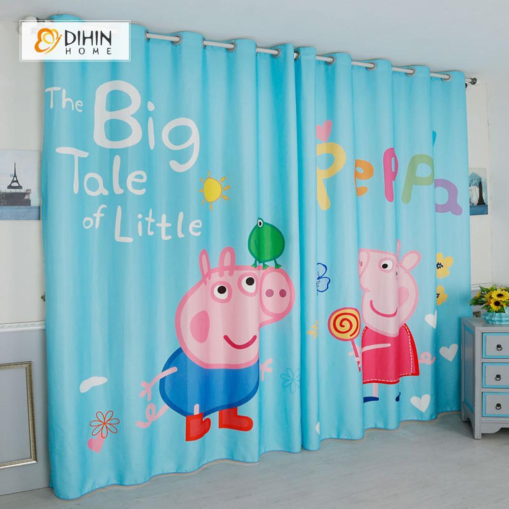 DIHINHOME Home Textile Modern Curtain DIHIN HOME 3D Printed Peppa Pig Blackout Curtains ,Window Curtains Grommet Curtain For Living Room ,39x102-inch,2 Panels Included