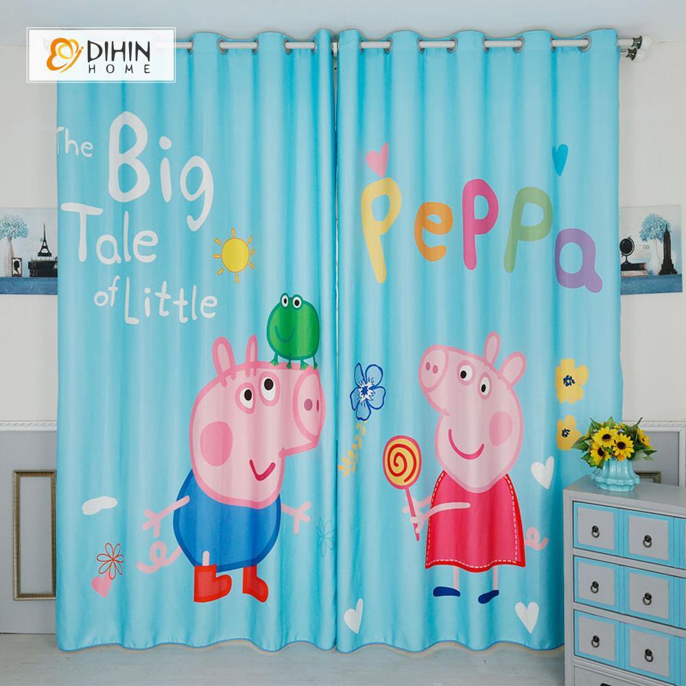 DIHINHOME Home Textile Modern Curtain DIHIN HOME 3D Printed Peppa Pig Blackout Curtains ,Window Curtains Grommet Curtain For Living Room ,39x102-inch,2 Panels Included