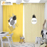 DIHINHOME Home Textile Modern Curtain DIHIN HOME 3D Printed Pineapple Blackout Curtains,Window Curtains Grommet Curtain For Living Room ,39x102-inch,2 Panels Included