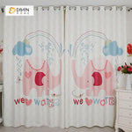 DIHINHOME Home Textile Modern Curtain DIHIN HOME 3D Printed Pink Elephant Blackout Curtains ,Window Curtains Grommet Curtain For Living Room ,39x102-inch,2 Panels Included