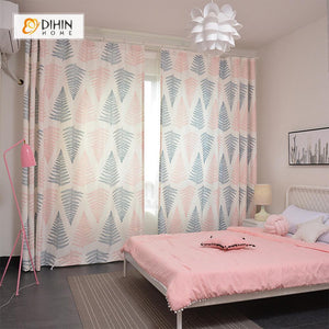 DIHINHOME Home Textile Modern Curtain DIHIN HOME 3D Printed Pink Leaves Blackout Curtains ,Window Curtains Grommet Curtain For Living Room ,39x102-inch,2 Panels Included