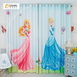 DIHINHOME Home Textile Modern Curtain DIHIN HOME 3D Printed Princess Blackout Curtains ,Window Curtains Grommet Curtain For Living Room ,39x102-inch,2 Panels Included