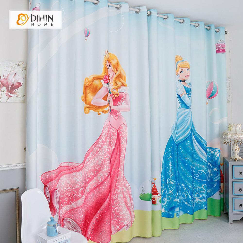 DIHINHOME Home Textile Modern Curtain DIHIN HOME 3D Printed Princess Blackout Curtains ,Window Curtains Grommet Curtain For Living Room ,39x102-inch,2 Panels Included