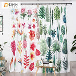 DIHINHOME Home Textile Modern Curtain DIHIN HOME 3D Printed Red and Green Leaves Blackout Curtains,Window Curtains Grommet Curtain For Living Room ,39x102-inch,2 Panels Included