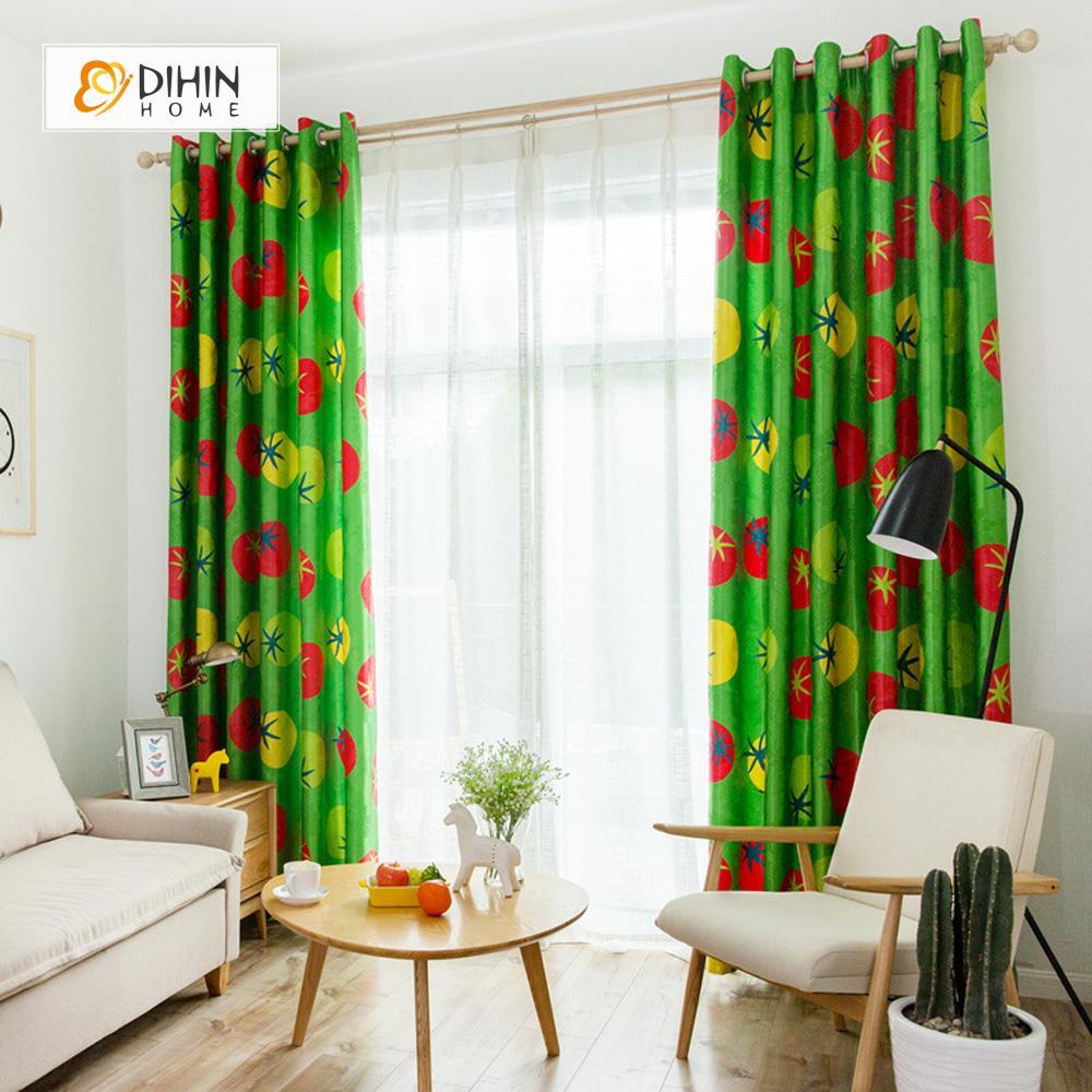 DIHINHOME Home Textile Modern Curtain DIHIN HOME 3D Printed Red and Yellow Tomato Blackout Curtains ,Window Curtains Grommet Curtain For Living Room ,39x102-inch,2 Panels Included