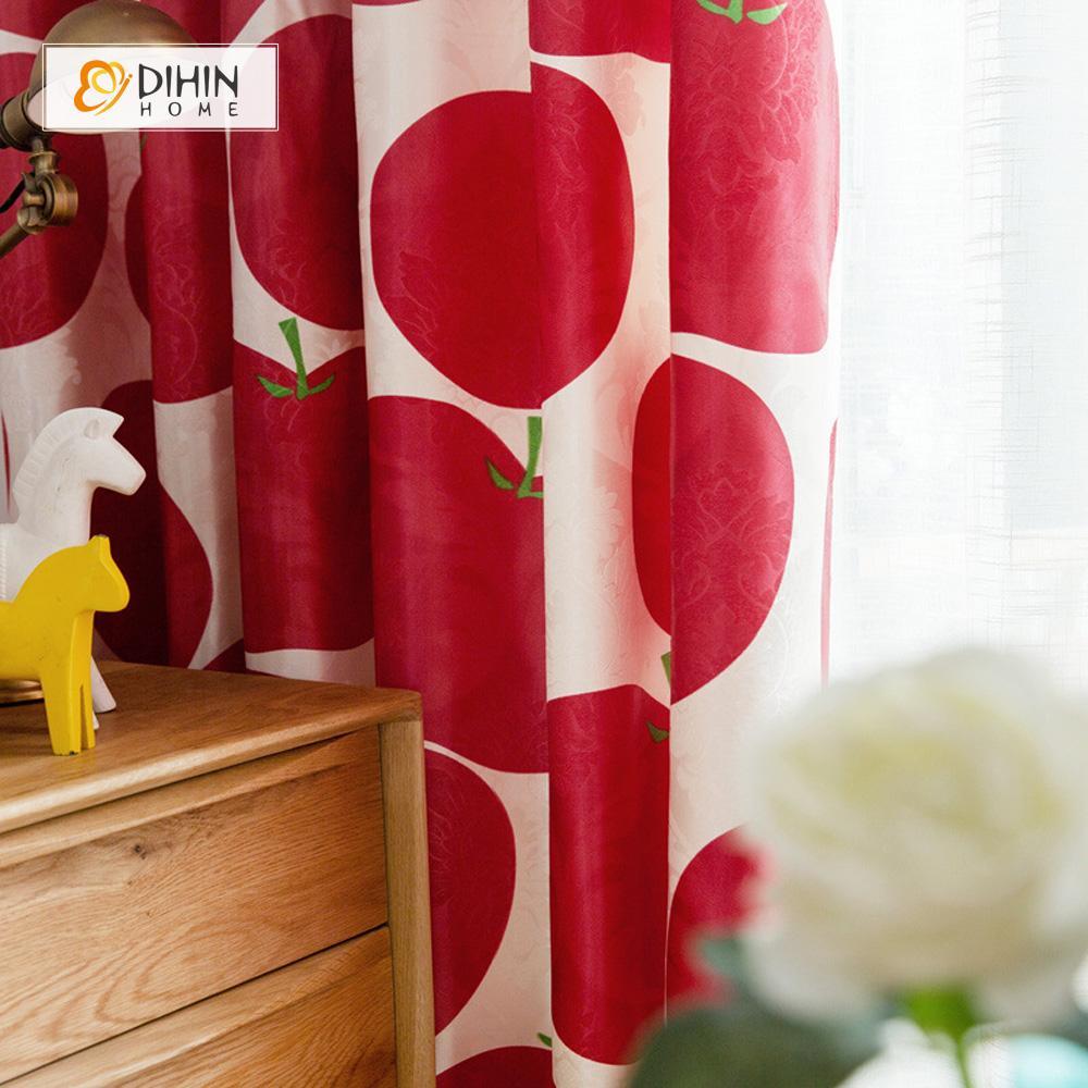 DIHINHOME Home Textile Modern Curtain DIHIN HOME 3D Printed Red Apple Blackout Curtains ,Window Curtains Grommet Curtain For Living Room ,39x102-inch,2 Panels Included