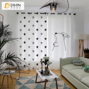 DIHINHOME Home Textile Modern Curtain DIHIN HOME 3D Printed Stars With Bear Blackout Curtains,Window Curtains Grommet Curtain For Living Room ,39x102-inch,2 Panels Included