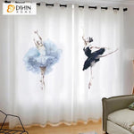 DIHINHOME Home Textile Modern Curtain DIHIN HOME 3D Printed Swan Dance Blackout Curtains,Window Curtains Grommet Curtain For Living Room ,39x102-inch,2 Panels Included