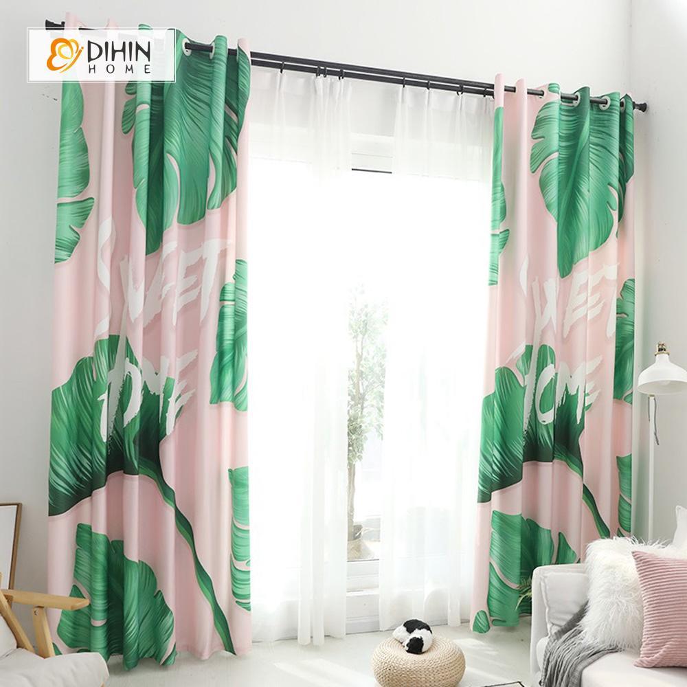 DIHINHOME Home Textile Modern Curtain DIHIN HOME 3D Printed Sweet Home Blackout Curtains ,Window Curtains Grommet Curtain For Living Room ,39x102-inch,2 Panels Included