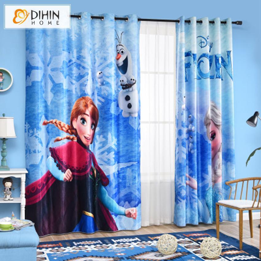 DIHINHOME Home Textile Modern Curtain DIHIN HOME 3D Printed The Film Frozen Blackout Curtains,Window Curtains Grommet Curtain For Living Room ,39x102-inch,2 Panels Include