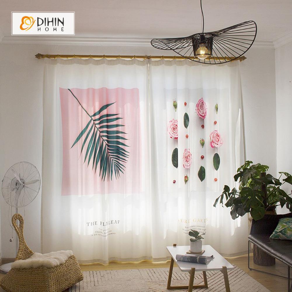 DIHINHOME Home Textile Modern Curtain DIHIN HOME 3D Printed The Plnleaf Blackout Curtains ,Window Curtains Grommet Curtain For Living Room ,39x102-inch,2 Panels Included