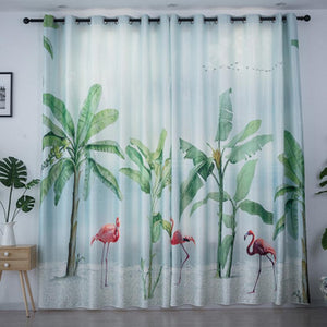 DIHINHOME Home Textile Modern Curtain DIHIN HOME 3D Printed Trees and Cranes Blackout Curtains,Window Curtains Grommet Curtain For Living Room ,39x102-inch,2 Panels Include