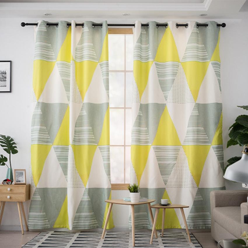 DIHINHOME Home Textile Modern Curtain DIHIN HOME 3D Printed Triangle Blackout Curtains,Window Curtains Grommet Curtain For Living Room ,39x102-inch,2 Panels Include