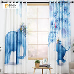 DIHINHOME Home Textile Modern Curtain DIHIN HOME 3D Printed Two Blue Elephant Blackout Curtains ,Window Curtains Grommet Curtain For Living Room ,39x102-inch,2 Panels Included