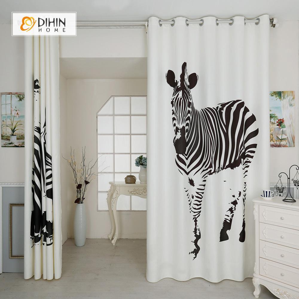 DIHINHOME Home Textile Modern Curtain DIHIN HOME 3D Printed Two Zebra Blackout Curtains ,Window Curtains Grommet Curtain For Living Room ,39x102-inch,2 Panels Included