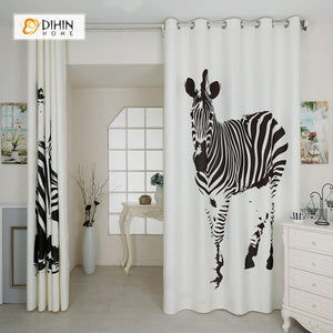 DIHINHOME Home Textile Modern Curtain DIHIN HOME 3D Printed Two Zebra Blackout Curtains ,Window Curtains Grommet Curtain For Living Room ,39x102-inch,2 Panels Included