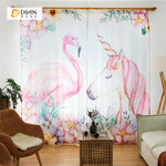 DIHINHOME Home Textile Modern Curtain DIHIN HOME 3D Printed Unicorn and Crane Blackout Curtains ,Window Curtains Grommet Curtain For Living Room ,39x102-inch,2 Panels Included