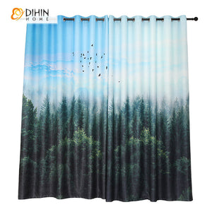 DIHINHOME Home Textile Modern Curtain DIHIN HOME 3D Printed Vast Green Forest Blackout Curtains,Window Curtains Grommet Curtain For Living Room ,39x102-inch,2 Panels Included