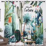 DIHINHOME Home Textile Modern Curtain DIHIN HOME 3D Printed Watercolor Cactus Blackout Curtains,Window Curtains Grommet Curtain For Living Room ,39x102-inch,2 Panels Include
