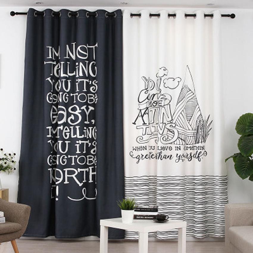 DIHINHOME Home Textile Modern Curtain DIHIN HOME 3D Printed Word Blackout Curtains,Window Curtains Grommet Curtain For Living Room ,39x102-inch,2 Panels Included