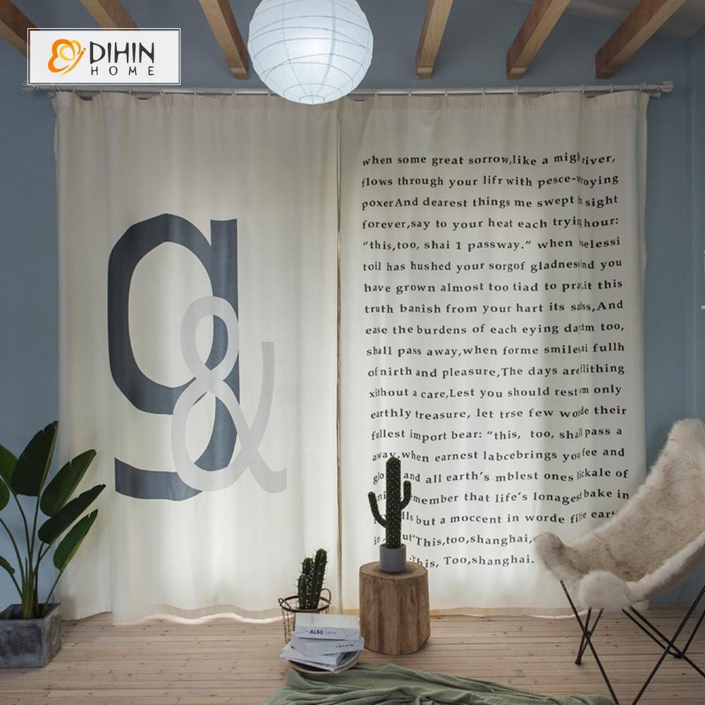 DIHINHOME Home Textile Modern Curtain DIHIN HOME 3D Printed Words Blackout Curtains ,Window Curtains Grommet Curtain For Living Room ,39x102-inch,2 Panels Included