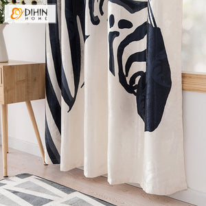 DIHINHOME Home Textile Modern Curtain DIHIN HOME 3D Printed Zebra Blackout Curtains,Window Curtains Grommet Curtain For Living Room ,39x102-inch,2 Panels Included